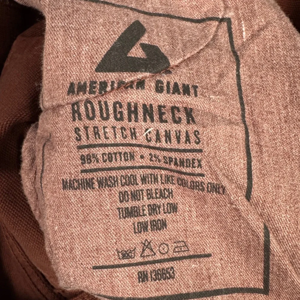 NWOT American Giant Men Roughneck Stretch Canvas Straight Leg Pants 34x34 Raisin